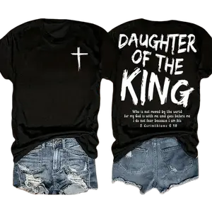Comfortable and stylish for wearing at home or on the go King Jesus Graphic T-Shirt - Women's Soft Casual Crew Neck Short Sleeve T-Shirt,