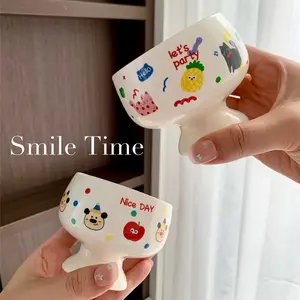 Cute Polka Dot & Dog Footed Bowls - Stackable Ceramic Bowls for Desserts, Ice Cream & Everyday Meals