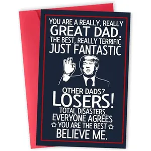 Funny Fathers Day Gift Card for Dad from Daughter, Son, Kids - Hilarious Gift for Husband from Wife - Humorous Father's Day Greeting Card, Birthday, 300gsm Premium Quality