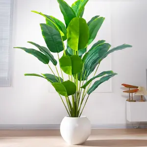 65-90-142cm (46.85 inches) Artificial Tropical Strelitzia, Palm Tree, Banana Tree Leaves with Realistic Texture, Suitable for Home and Garden, Artificial Ficus Tree