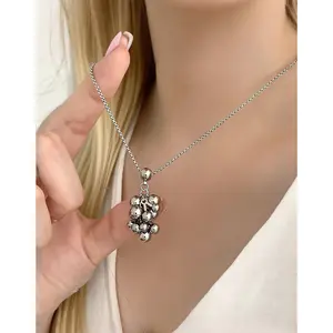 Summer Luxury Grape Pendant Titanium Steel Necklace Elegant Clavicle Chain Women Accessories Gifts for Women