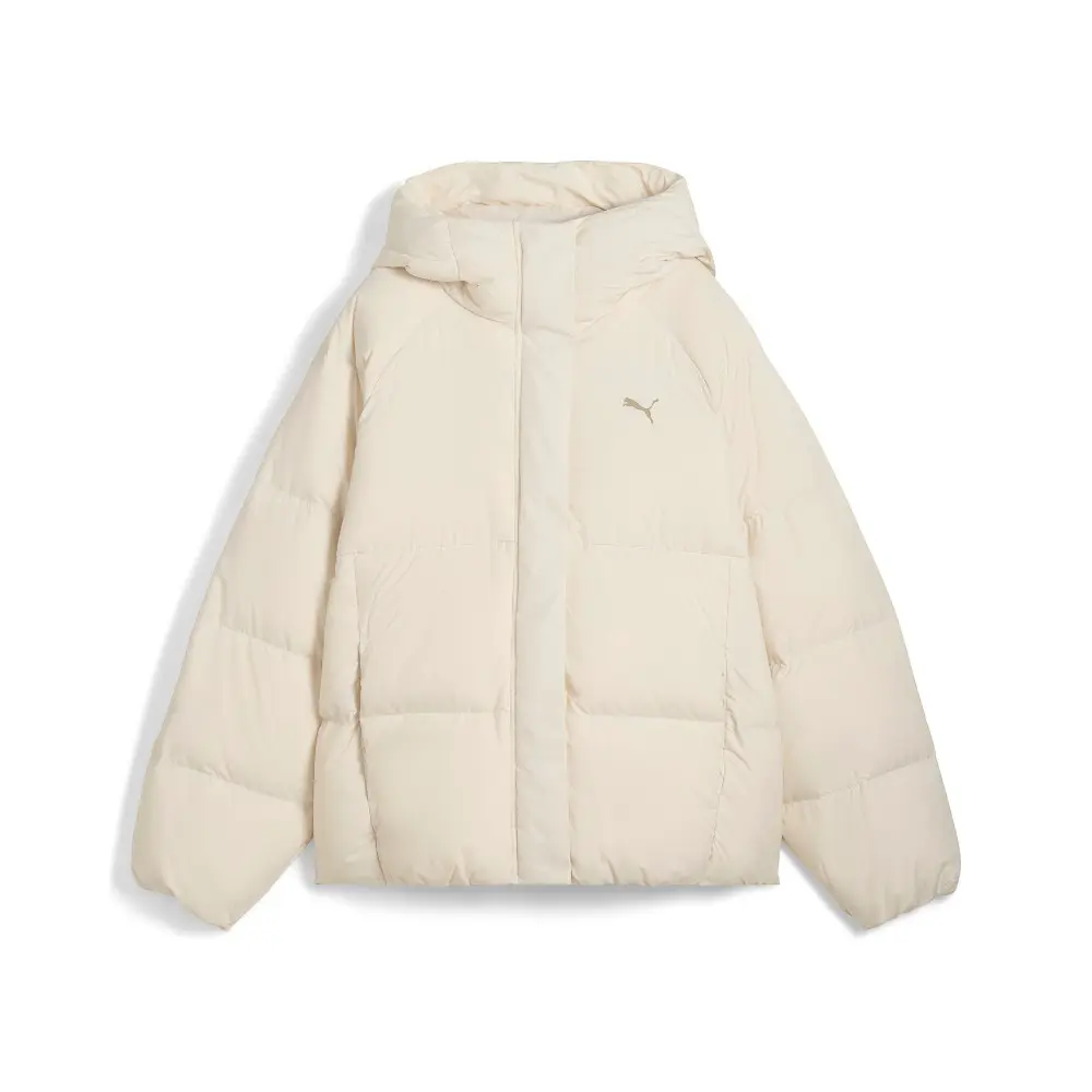PUMA Womens Hooded Down Puffer Jacket Athletic Outerwear Casual - Beige
