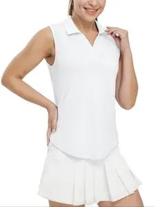 Women's Casual Sleeveless Golf Polo Shirt V Neck Tennis Top, Moisture Wicking Lightweight Top for Sports and Outdoors Golf Apparel