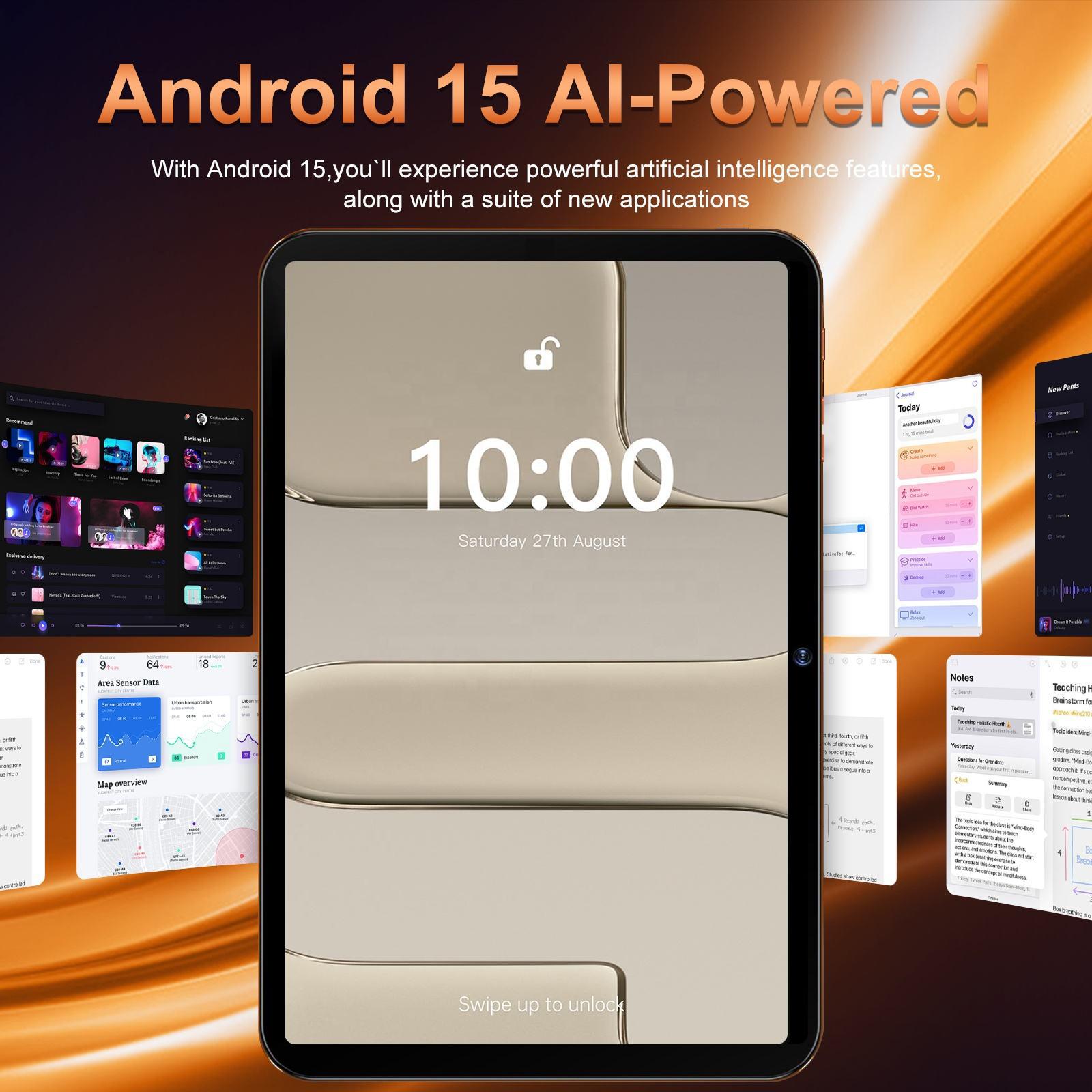 W&O X26 Max Android Tablet - 11.1in Touchscreen, 12GB RAM+256GB Expandable Storage, Android 15, Octa-Core CPU, 20MP Rear-8MP Front Cameras, Dual-Band WiFi, USB-C Port, Portable for Work & Back-to-School Bundle