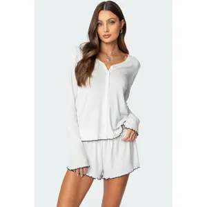 Chelsey Button Up Pointelle Top