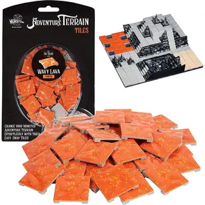 Monster Adventure Terrain- 50pc Wavy Lava Tile Expansion Pack- Hand-Painted 1x1? Tile Set- Easy Snap Creates Amazing Tabletop Terrain in Minute