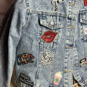 PATCHWORKZ:Denim jacket with customized large canvas patch on back. Coats Casual