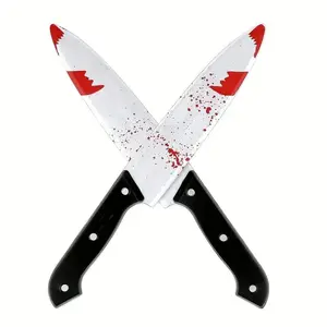 Halloween Prop Knife, 12 Inch Plastic Bloody Fake Knife for Classic Scary Pranks, Stage Performance for Halloween Parties