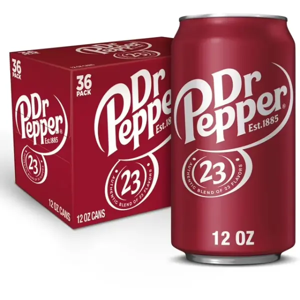 Dr Pepper Original Fizzy Soda, 36-Pack Carbonated Drink for Refreshment