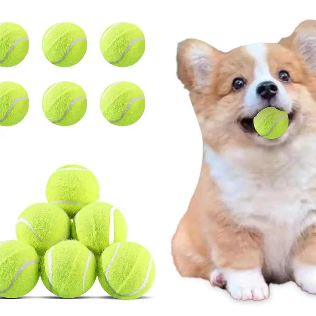 Dog Training Balls - 6-Pack 2-in Durable Natural Rubber Mini Tennis Balls, Compatible with 2-in Automatic Launchers, Ideal for Small Dogs & Outdoor Use