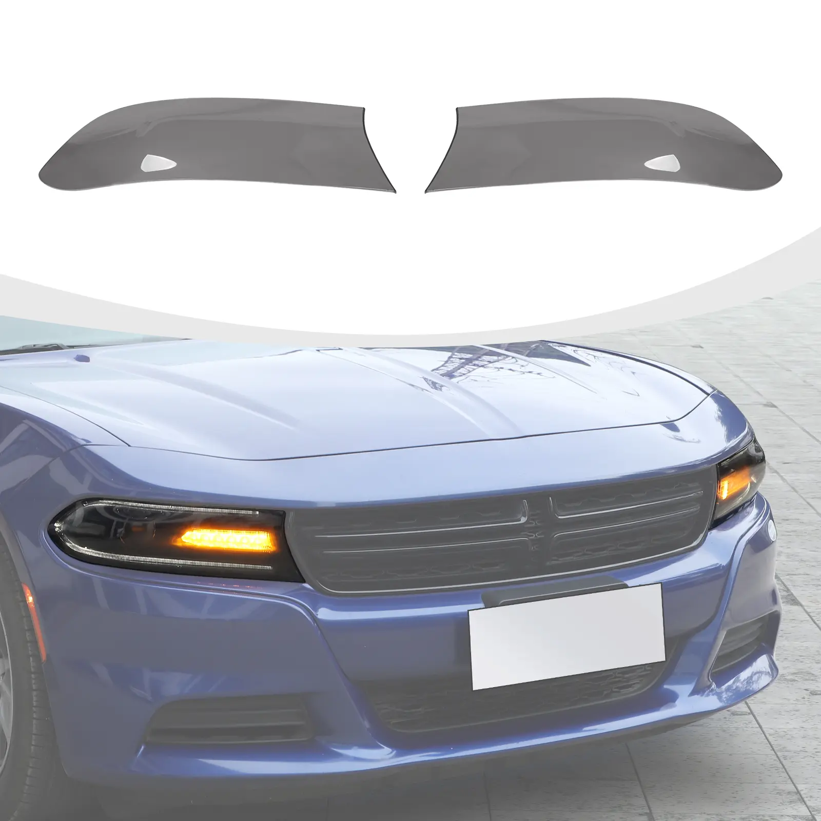 Front Headlight Protection Cover Trim for Dodge Charger 2015+, Automotive ABS Material UV-Resistant, Scratch-Resistant, Sun-Protective Blue Car Exterior Decoration Accessory, Sun Protection