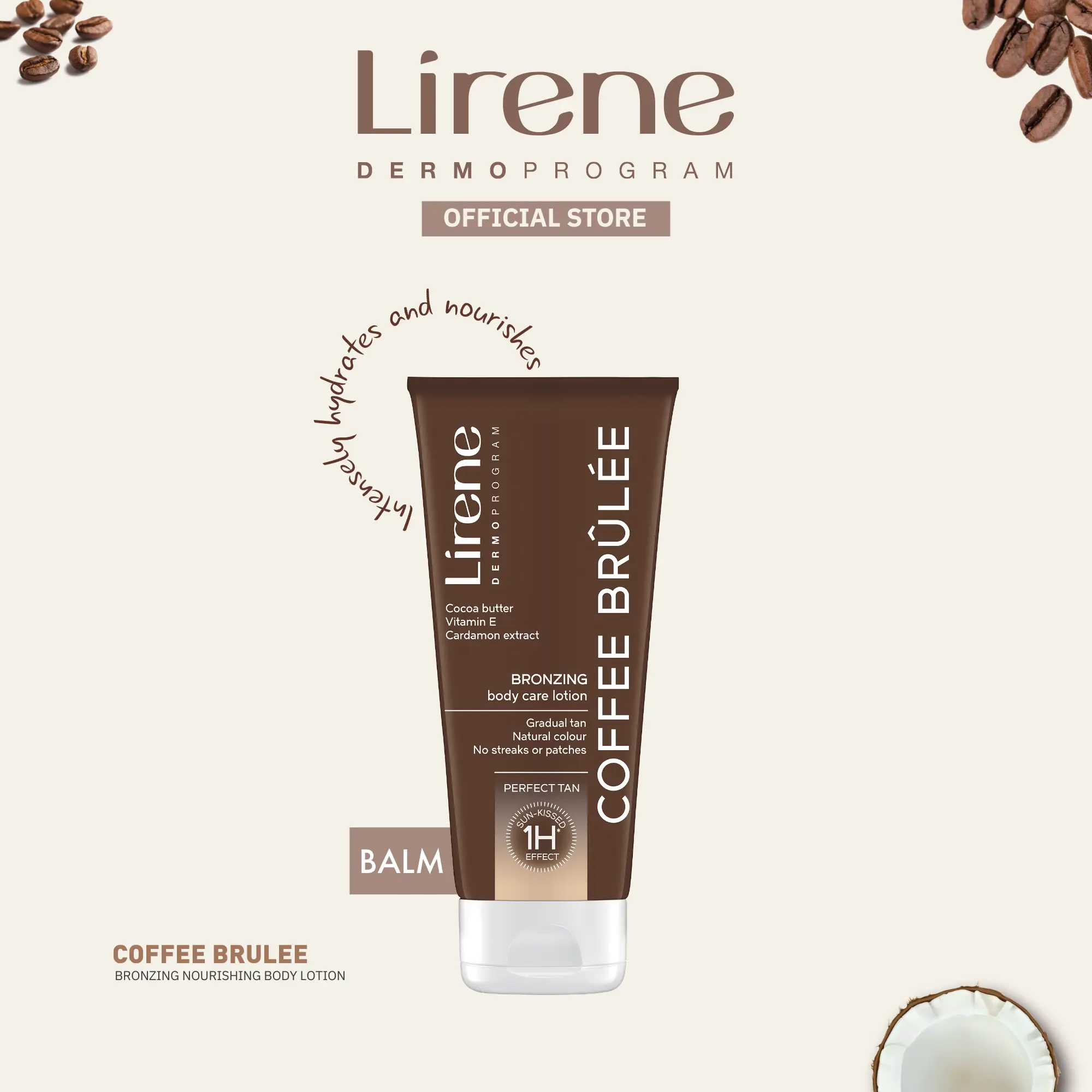 Lirene Perfect Tan Coffee Brûlée Self Tanning Lotion | 1 Hour Express Self Tan, Natural Golden Bronze, Streak-Free DHA Body Tan 200ml