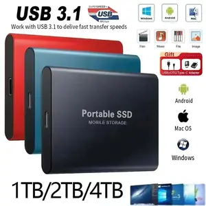 2026 External SSD Hard Drive High-Speed USB 3.1 Mobile Solid State Drive for Mac/PC Laptop 1TB/2TB/4TB Portable SSD Storage Efficient File Transfer Travel-Friendly Data Backup Solution