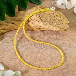 Natural Dainty Citrine 2mm Tiny Beads Choker Minimalist Yellow Crystal Healing Natural Stone Boho Necklace Gift For Her