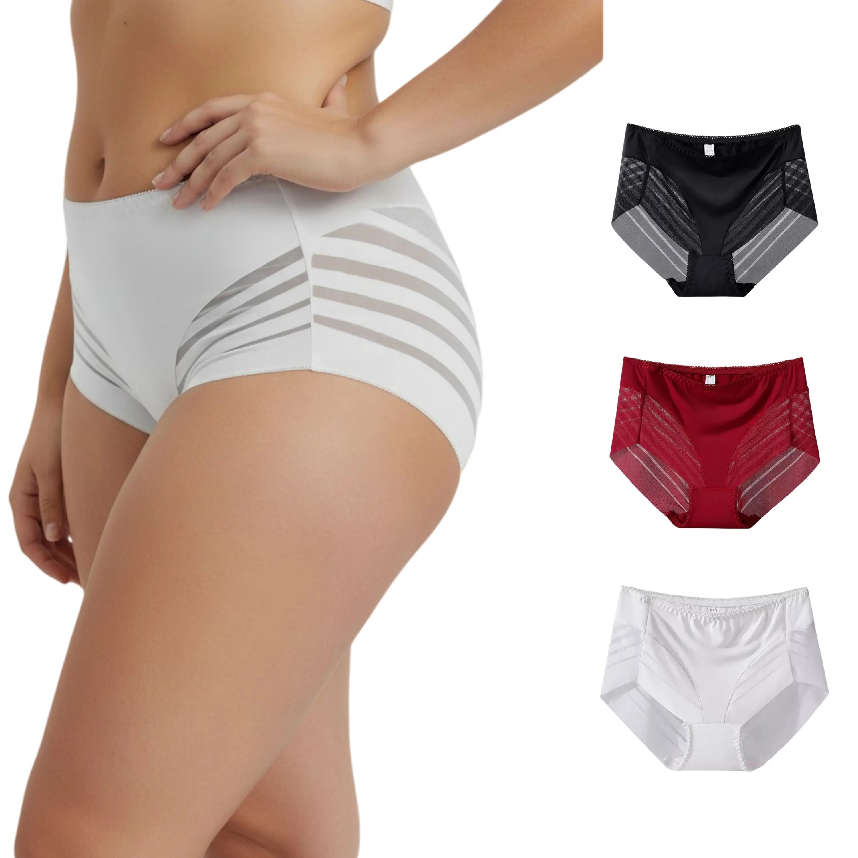 Women's 6-Pack Seamless Ice Silk Mid-Waist Bikini Briefs - Sheer Look Butt-Lifting Breathable Intimates for Sports & Everyday Wear, Activewear, Sportswear