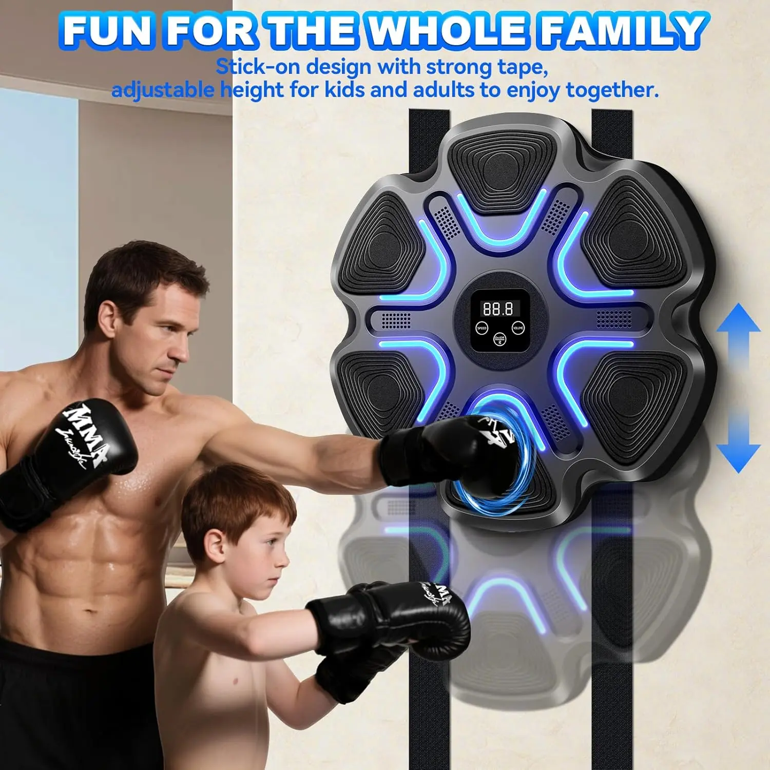 Smart Music Boxing Machine, Wall Mounted Electronic Punching Target with Bluetooth and Gloves for Adults & Kids Home Gym Workout