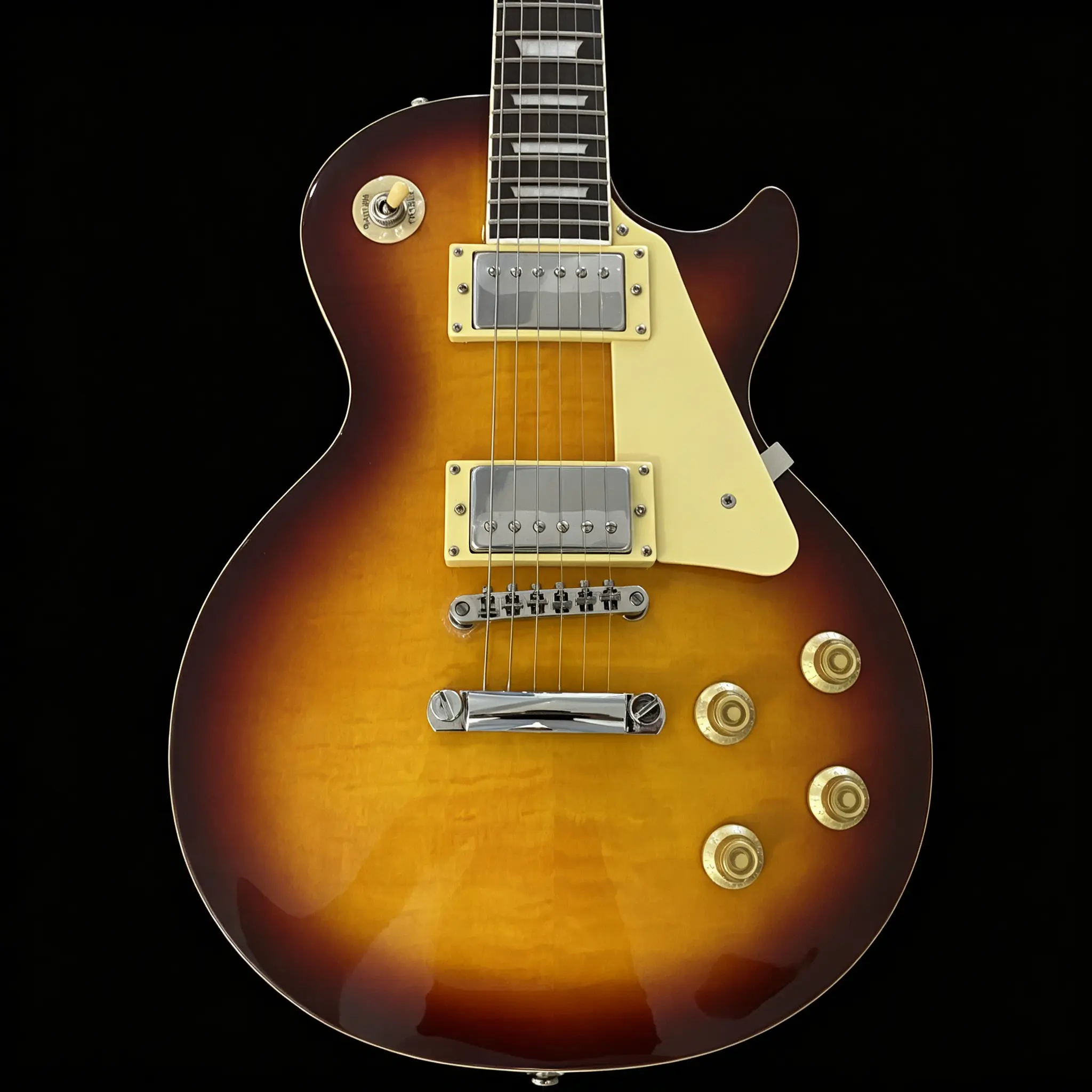 Unisex Brown Electric Guitar - 22 Frets, HH Pickups, Mahogany Solid Wood Body, Ebony Fretboard, Chrome Hardware, Flame Maple Top Veneer, Beginner-Friendly, Blues Focus, Rich Versatile Sound, Premium Playing Experience (In-Stock, Guitar & Bass Accessories)