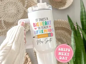 Custom Teacher Tumbler, Personalized 40oz Teacher Tumbler with Handle Gifts for Teacher Appreciation Gift for Teacher Travel Mug Teacher Cup