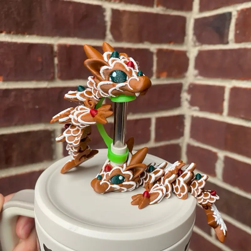 Gingerbread Cookie Tadling Straw Charms and Toppers for Stanley Tumblers - Fun Design for 9.5mm Straw Drinkware