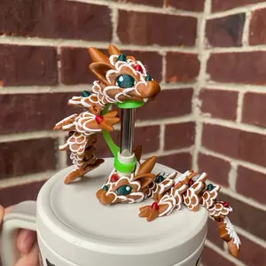 Gingerbread Cookie Tadling Straw Charms and Toppers for Stanley Tumblers - Fun Design for 9.5mm Straw Drinkware