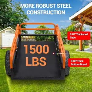 Steel Utility Garden Cart, Garden Carts with Wheels, 15 Cu Ft, 900/1600 Lb Capacity, Flatbed Dolly Gardening Cart Outdoor Yard Wagon with Tow Handle, Foot Pedal and Removable Sides