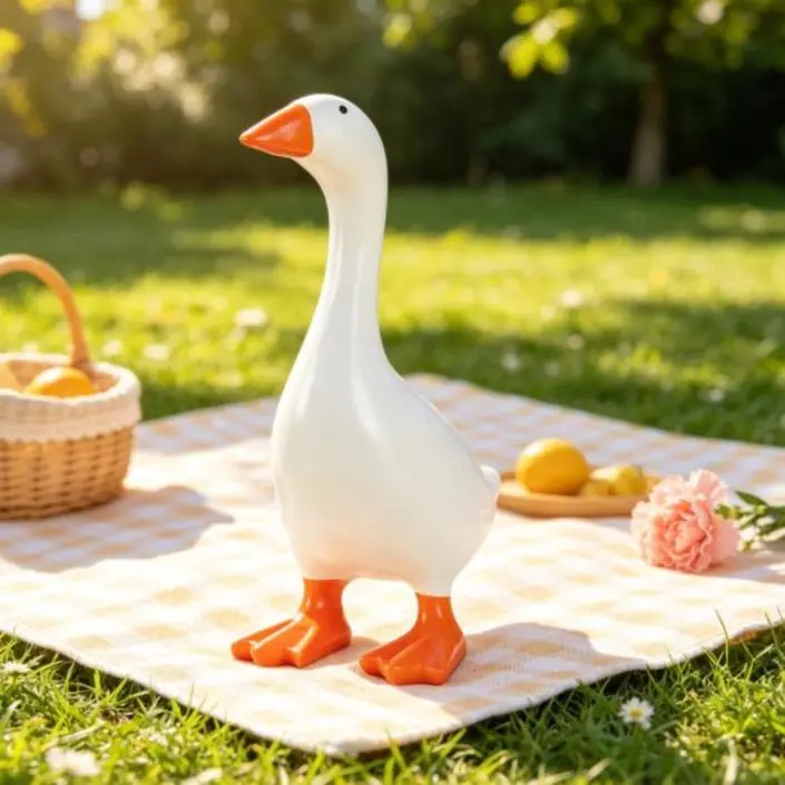 7 Inch Funny Desk Goose Statue, Cute Mini Goose Figurine with Key Holder, Novelty Desktop Organizer Ornament, Small Table Decor for Porch, Unique Gift for Friends, Family, Coworkers & Students