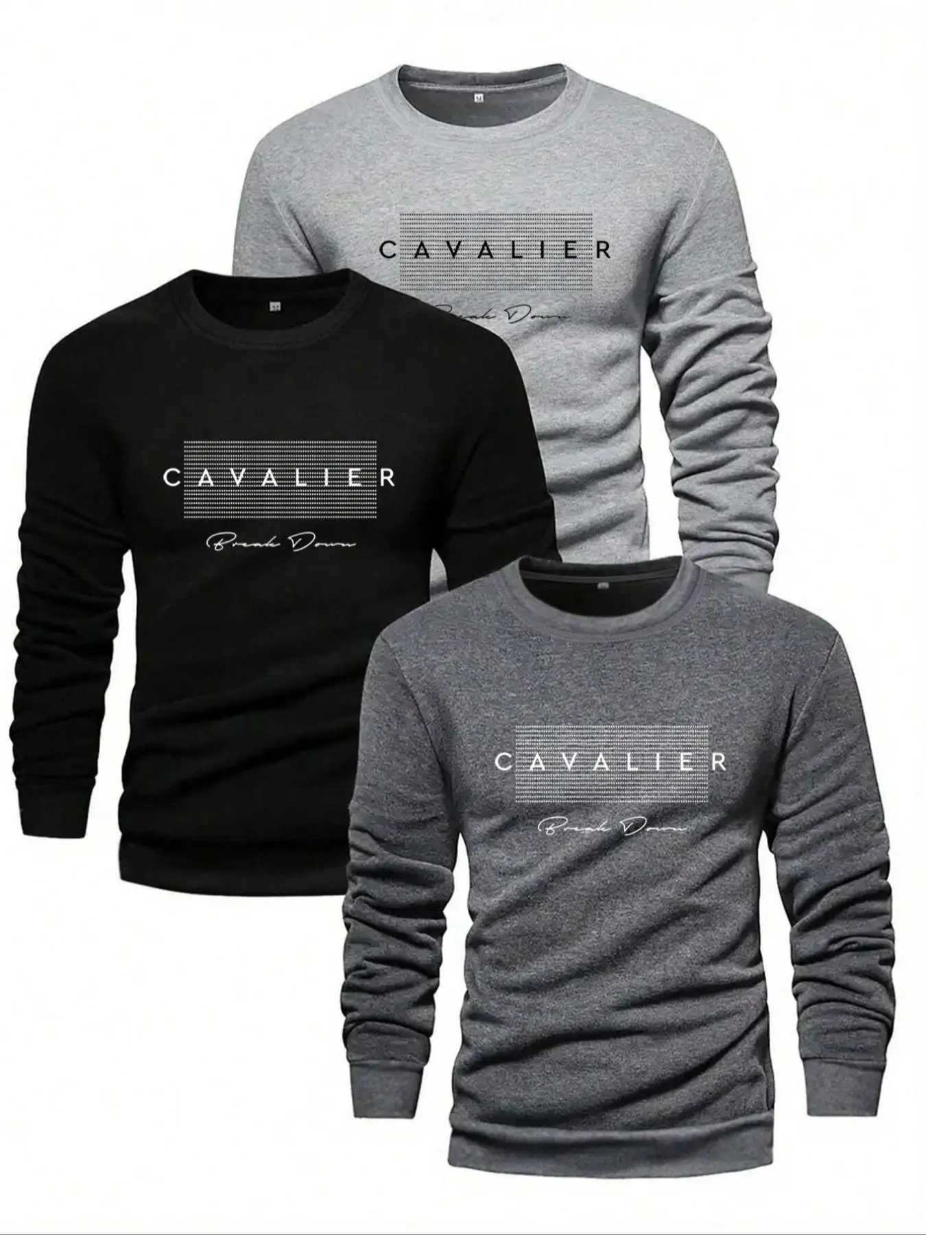 Men's Letter Print Round Neck Tee, Regular Fit Casual Long Sleeve T-shirt for Fall & Winter, Men's Clothes for Daily Wear