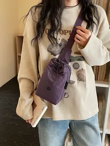 Unisex Nylon Chest Bag, Lightweight Waterproof Drawstring Waist Pack, Versatile Crossbody Shoulder Bag for Daily Commute & Travel, Waterproof Fanny Packs