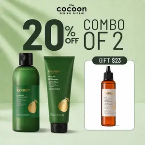 Cocoon Pomelo Hair Shampoo & Conditioner Bundle - 100% Vegan, Sulfate-Free, Anti-Frizz, Moisturize, Repair, Suitable for All Hair Types, 10.5 fl oz Each