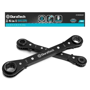 DURATECH 4-in-1 Reversible Ratcheting Wrench Set, Double Box End Wrench Set, 2-Piece, 8mm, 10mm, 12mm, 13mm, 16mm, 17mm, 18mm, 19mm