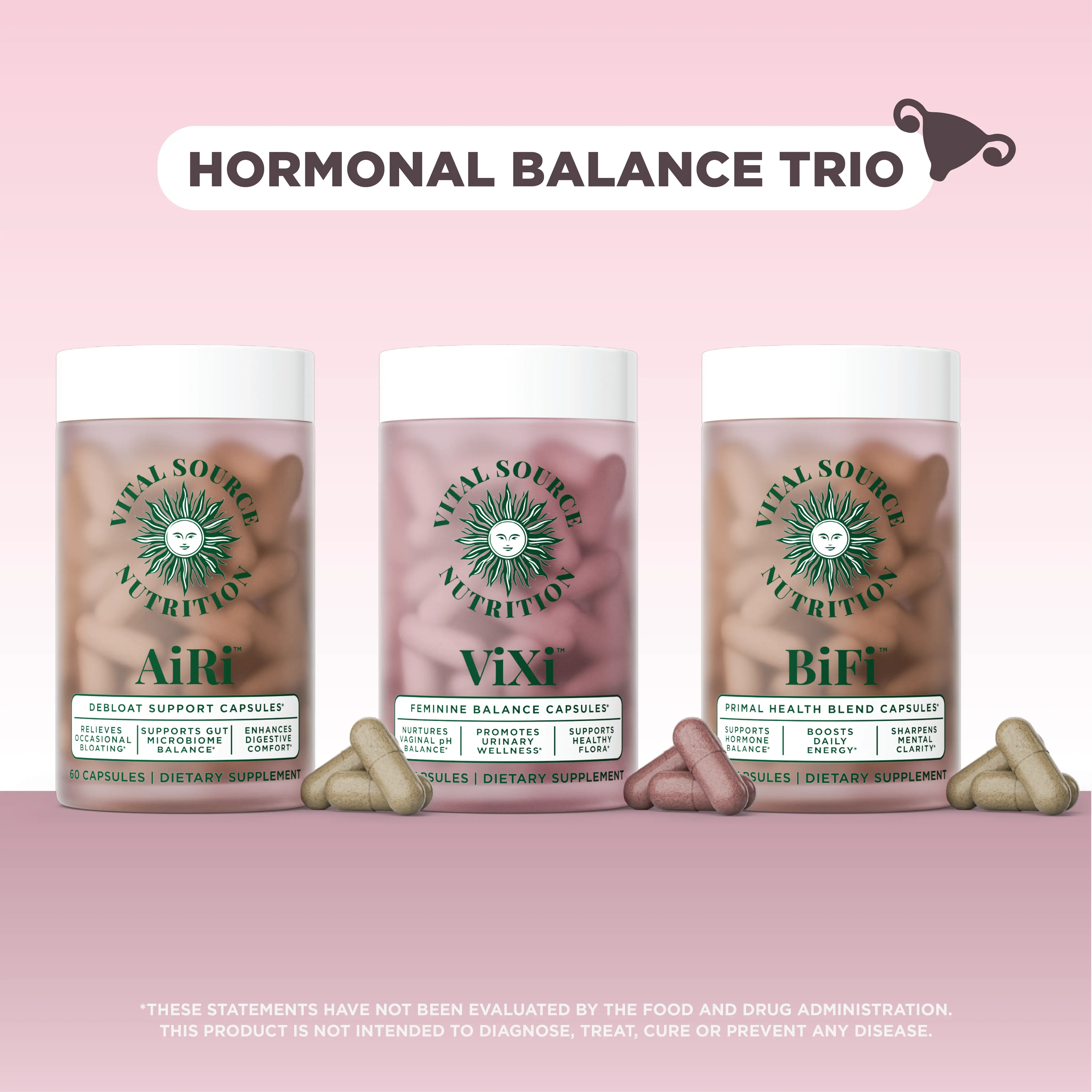 Hormonal Balance Trio - Feminine Balance Capsules + Primal Health Blend Capsules + Debloat Support Capsules
