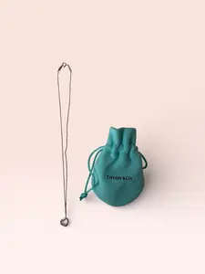 Pre-owned Tiffany & Co. 2 Sterling Silver Elsa Peretti Open Heart Necklace w/ DB Small