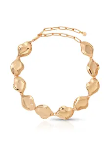 Ettika Liquid Luxe Statement Choker 18k Gold Plated Zinc 12" with 5" Extender Chain Fashion Jewelry for Elegant Outfits 750/18K