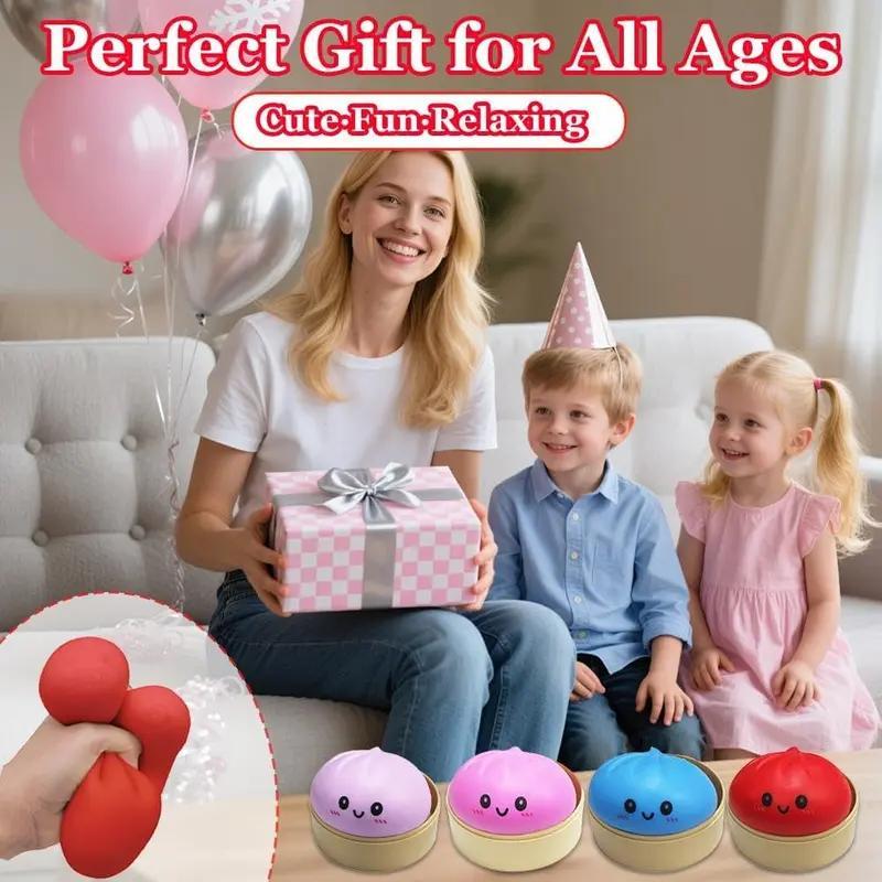 【Blind Box】2026 New Glitter Dumpling Squishy with Steamer Box, Soft Sensory Fidget Steamed Bun Squeeze Tool for Adult Stress & Anxiety Relief,