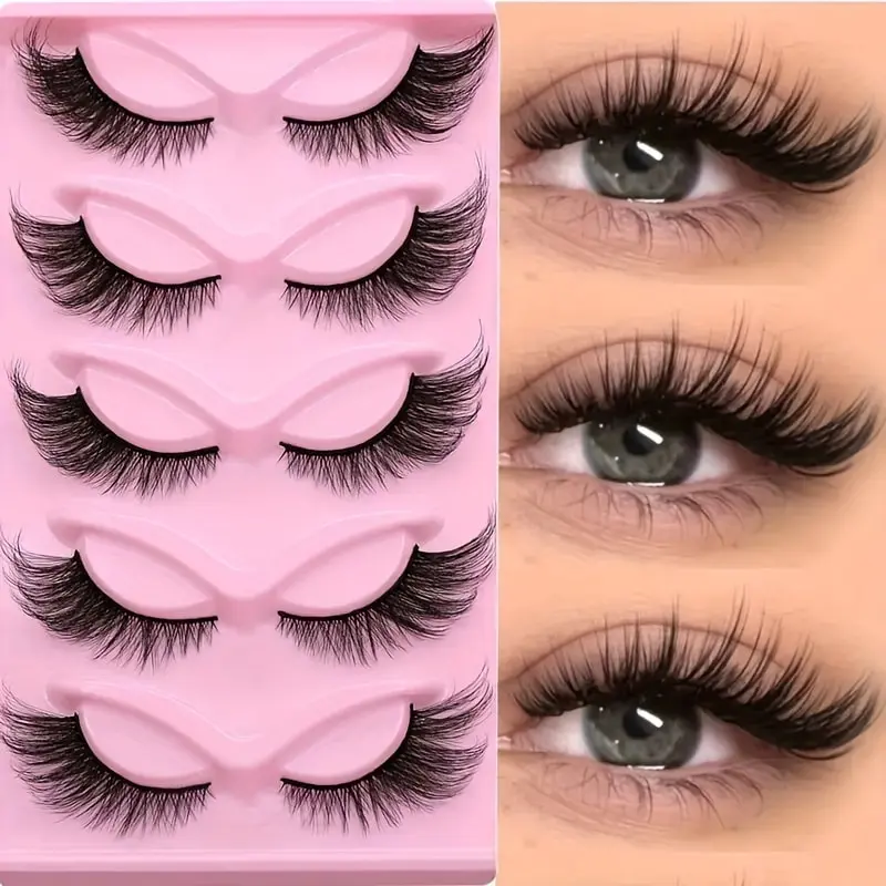 15 Pairs Cat Eye False Eyelashes, 3D Fluffy Natural Wispy Lashes, Soft Lightweight Cross Clear Band Manga Eye Makeup Lashes