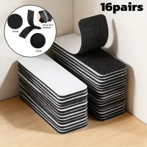 16pairs self-adhesive hook and loop strips with heavy-duty mounting tape, suitable for home or office use, an alternative to punching holes and screws, adhesive hook and loop fasteners, home organization, hole repair, reusable hooks, durable fasteners