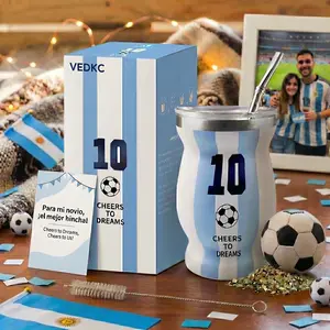VEDKC Argentina #10 Yerba Mate Cup Set with Bombilla Straw | Stainless Steel Insulated Mate Gourd | Premium 2026 Soccer Fan Gift for Him Men Boyfriend Dad tiktokshopspringglowup