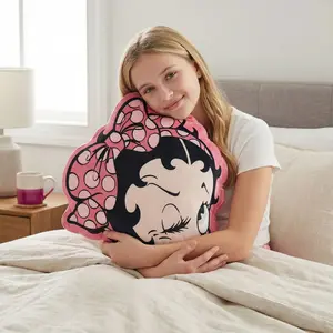 Large Betty Boop Shaped Decorative Pillow, Double Sided Vibrant Print, Soft Cartoon Character Hugging Cushion, Unique Retro Throw Pillow for Sofa Bed Living Room, Gift for Fans
