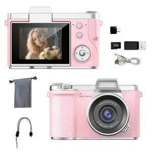 Compact Portable Flip Camera, Entry-Level Digital Camera with Built-In Games & Creative Filters, Ideal Gift for Students & Beginners, Vlogging Camera
