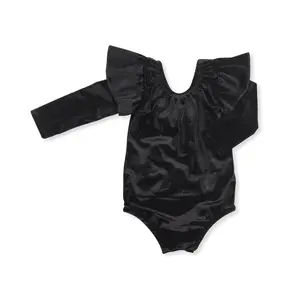 Black velvet Print Baby Girl Leotard Bodysuit