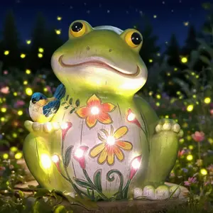 Outdoor Frog Sculptures,Solar  Garden Outdoor Statues,Christmas Decorations Frog Gifts Sculptures Decorations for  Patio,Yard,Lawn, Porch, Ornament