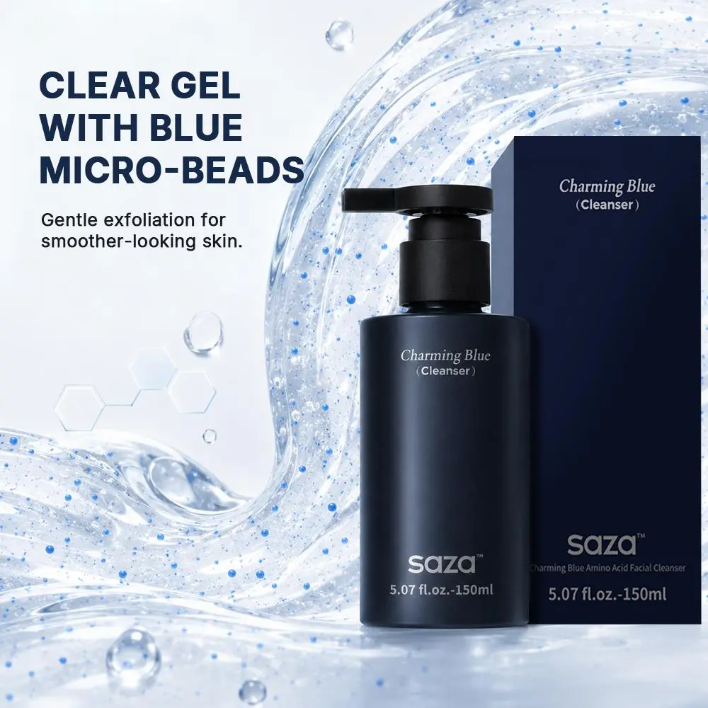 saza Charming Blue Men's Facial Cleanser | Oil Control & Deep Pore Purifying Face Wash, Gentle Refreshing Daily Grooming Skin Care (5.07 fl.oz / 150ml) men's stuff