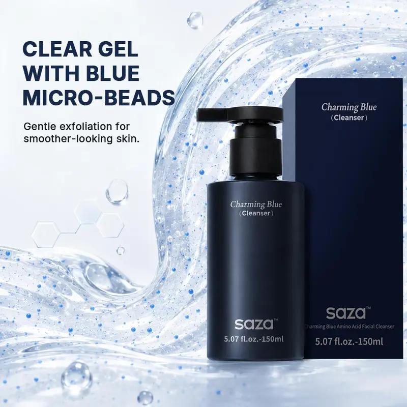 saza Charming Blue Men's Facial Cleanser | Oil Control & Deep Pore Purifying Face Wash, Gentle Refreshing Daily Grooming Skin Care (5.07 fl.oz / 150ml) men's stuff