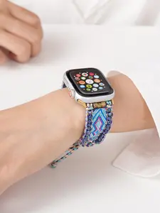 Handmade Adjustable Boho Style Apple Watch Band S10 Replacement Strap, Fits Iwatch Se/9/8/ultra/7/6/5/4/3/2/1, Drawstring Design