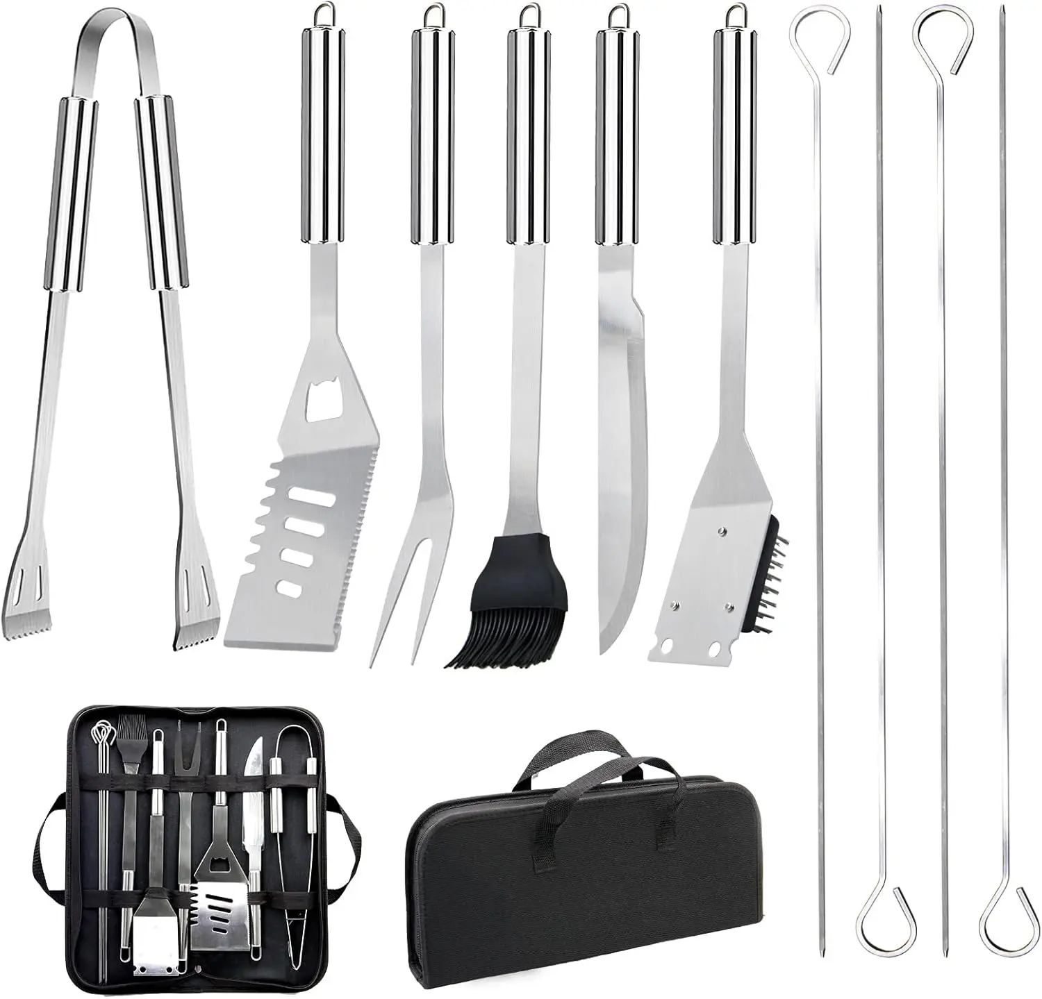 BBQ Grilling Accessories Set 11PCS, Stainless Steel Grill Tools Kit with Storage Bag, BBQ Utensils Set for Outdoor Grill Camping Backyard Cooking, Grill Tools Set Gift for Dad Men