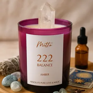 222 Angel Number Balance Candle with Quartz Crystal