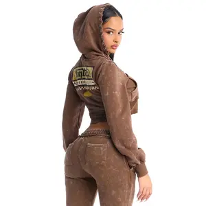 Von Dutch Western Gal Washed Zip Up Sweatshirt - Brown X, Hoodie, Pants