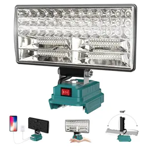 8 Inch Wireless LED Work Light for Makita 18v Battery, Adjustable Beam, 90w Power, 5400 Lumens, USB Charging Port, Portable Flashlight, High Lumen Flashlights
