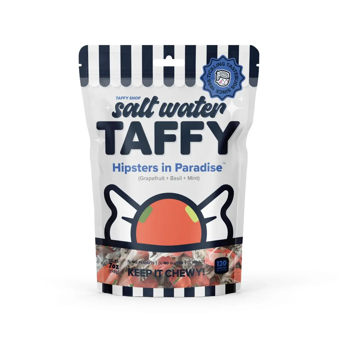 Taffy Shop, Hipsters in Paradise Salt Water Taffy - Grapefruit Basil Mint Soft, Sweet & Chewy Candy