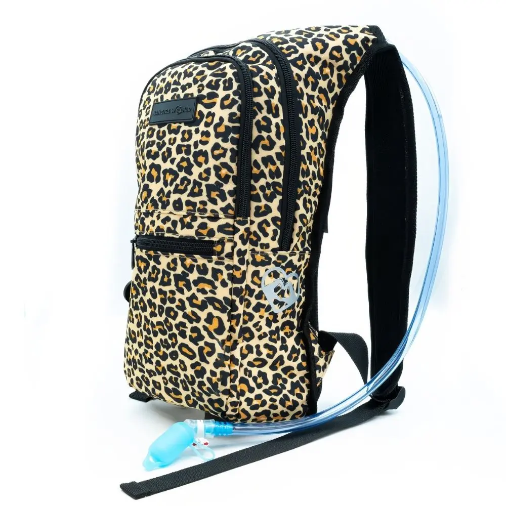 Cheetah Hydration Pack - Functional 14-Inch Compact Backpack with Fuel Compatibility, Adjustable Shoulder Straps, 2L Water Bladder, Crowd-Friendly Profile for Festivals, Raves